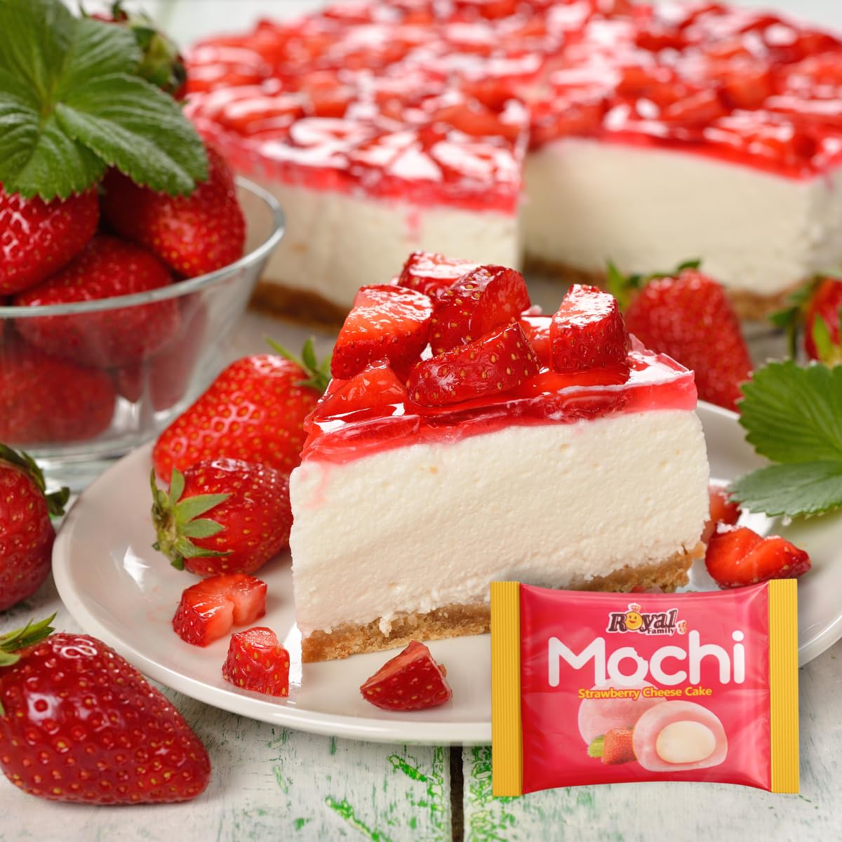 Japanese Mochi Daifuku, Strawberry Cheese Cake Flavor, No Artificial Color And Flavor, Lacto Vegetarian, 12 Pieces Individually