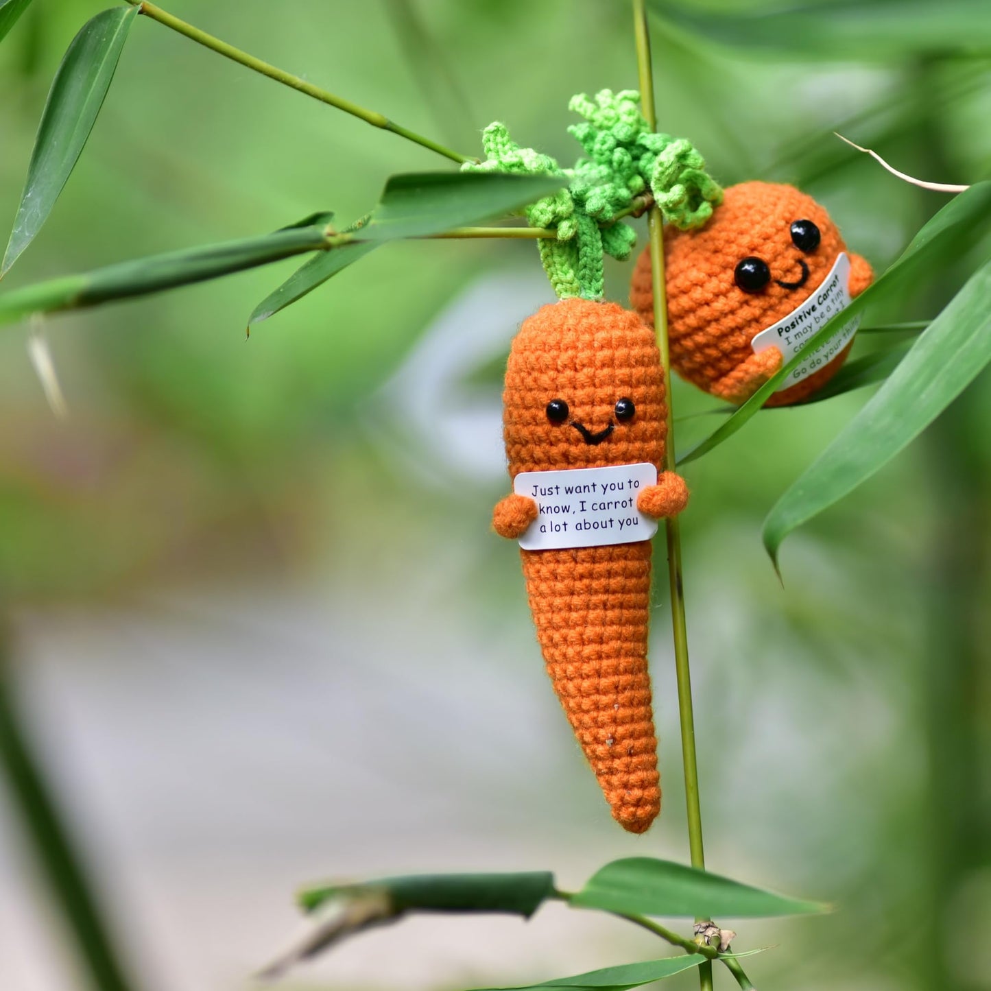 Qyqkfly 2 Pcs Mini Cute Funny Positive Life Bunny Carrots Easter Basket Stuff Potato Pickle Creative Knitted Animal Crochet East
