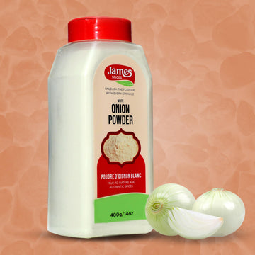 James Spices Inc. Dried White Onion Fine Powder - 400G (14 Oz)