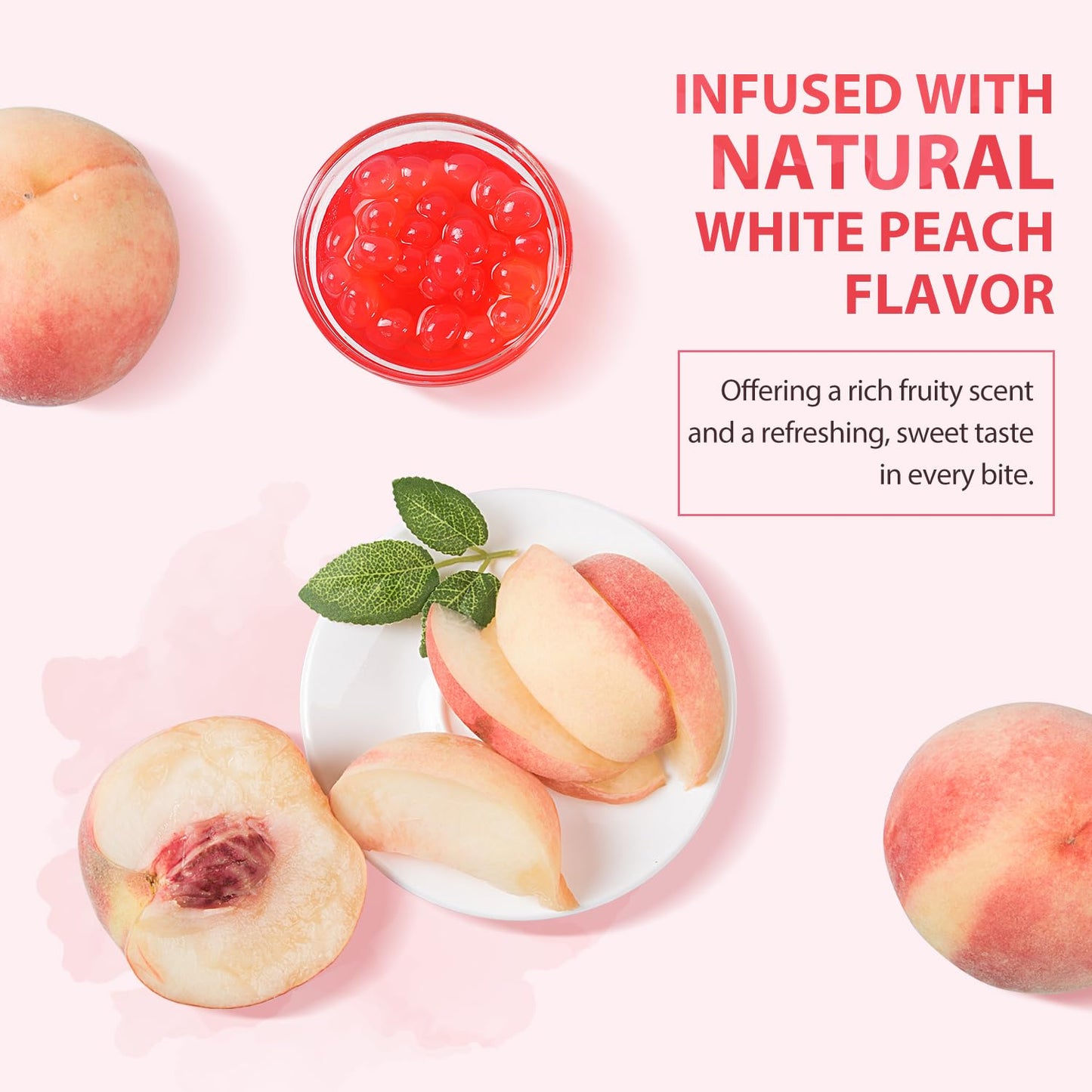 Soeos Peach Flavored Popping Boba Pearls 6.6 Lb (3000 G), Bursting Boba Pearls For Bubble Tea, Beverages, Shakes, Desserts, Smoo