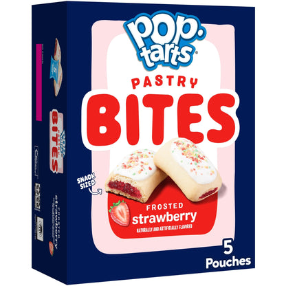 Pop-Tarts Baked Pastry Bites, Kids Snacks, School Lunch, Frosted Strawberry, 7oz Box (5 Pouches)