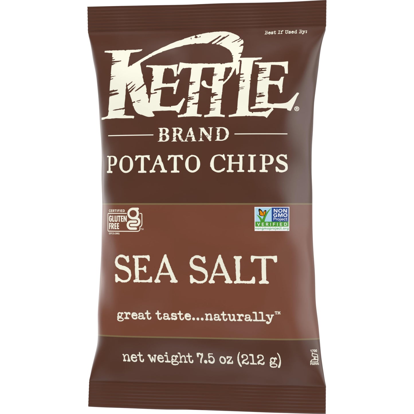 Kettle Brand Sea Salt Kettle Potato Chips, Gluten-Free, Non-Gmo, 7.5 Oz Bag