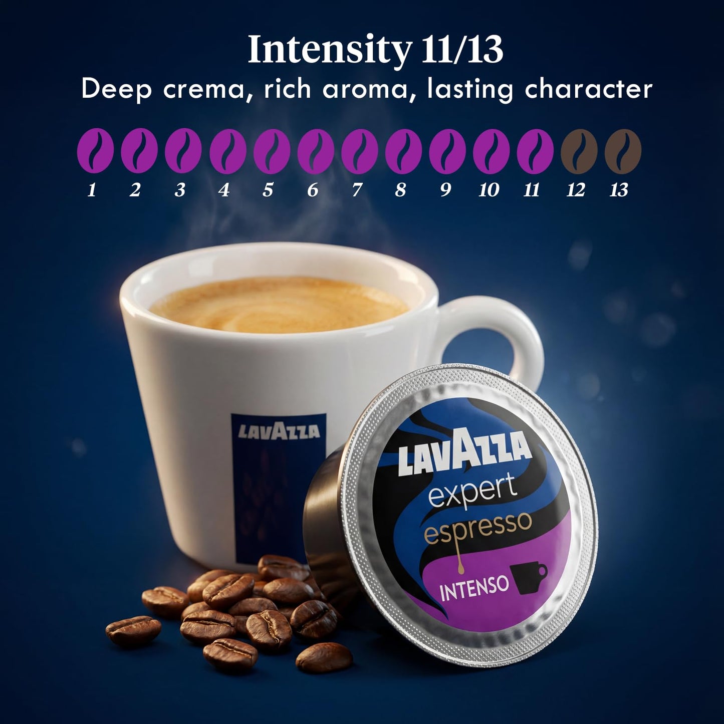Lavazza Expert Espresso Intenso Capsules - 72 Count - Dark Roast Coffee Pods with Arabica & Robusta Blend - Bold Flavor & Rich Crema - Compatible with Lavazza Classy Machines