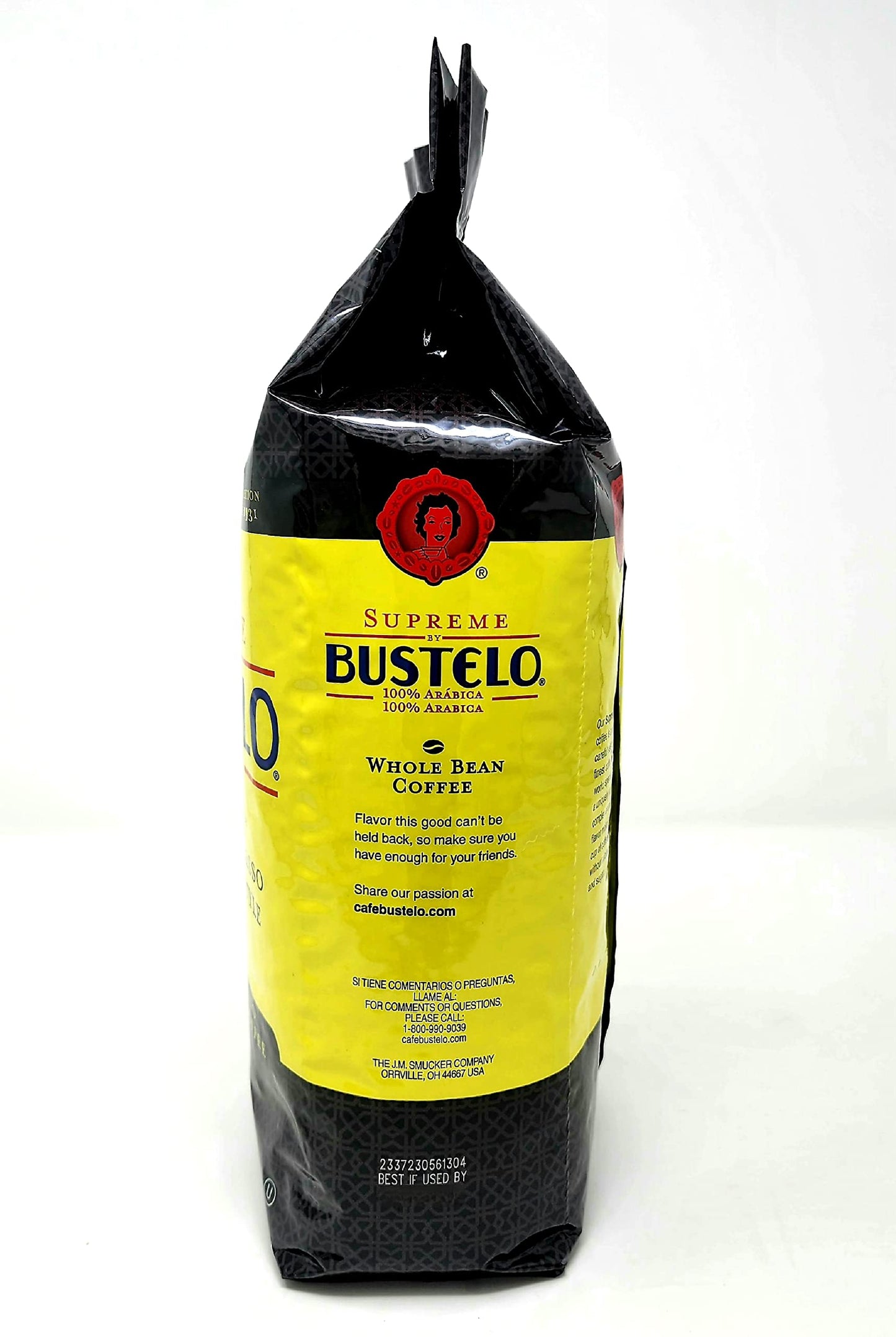Supreme By Bustelo Whole Bean Espresso Coffee, One 32-Ounce Bags (2 Pounds) With Complimentary 5-Count, Eco-Friendly And Individ