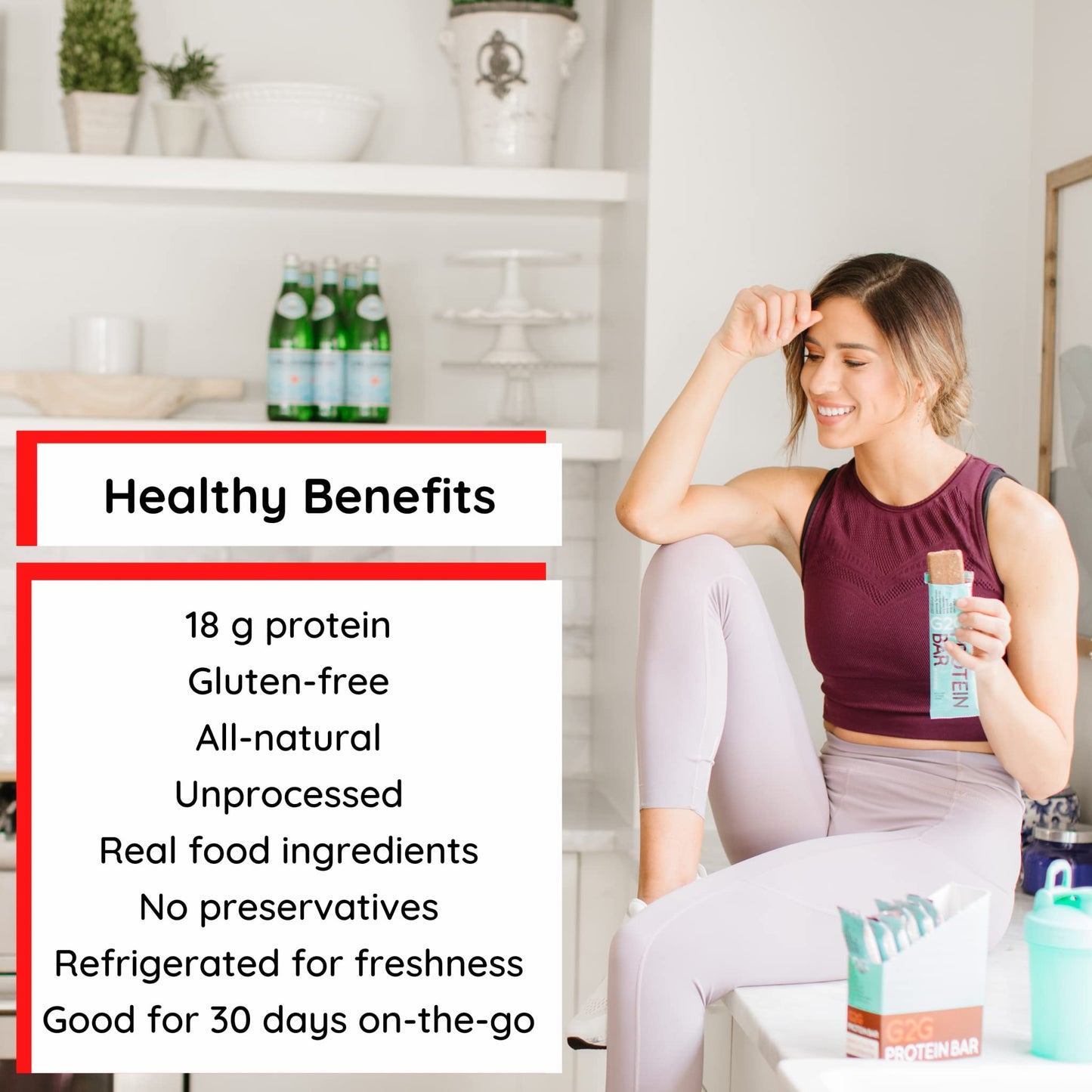 G2G Protein Bar, Peanut Butter & Jelly, Healthy Snack, Delicious Meal Replacement, Gluten-Free, Clean Ingredients, Refrigerated For Freshness, 16 Count (2 Packs Of 8)
