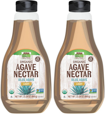 NOW Foods, Certified Organic Light Agave Nectar, Blue Agave, Certified Non-GMO, Low-Glycemic Sweetener, Kosher, 23.2-Ounce (Pack