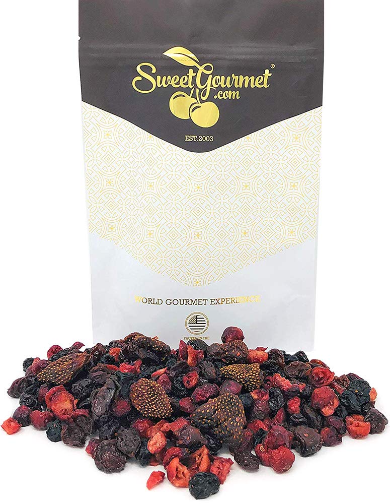 SweetGourmet Premium Dried Mixed Berries | Cherries, Cranberries, Blueberries, Strawberries | 1 Pound