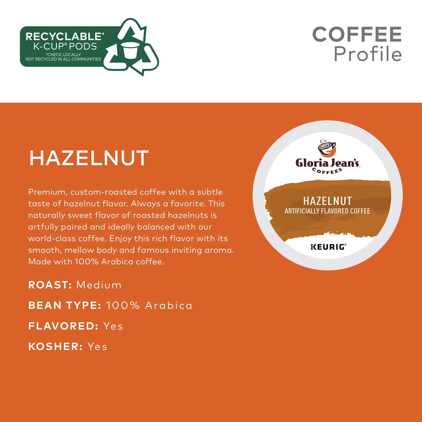 Gloria Jean'S Hazelnut Keurig Single-Serve K-Cup Pods, Medium Roast Coffee, 96 Count (4 Packs Of 24)