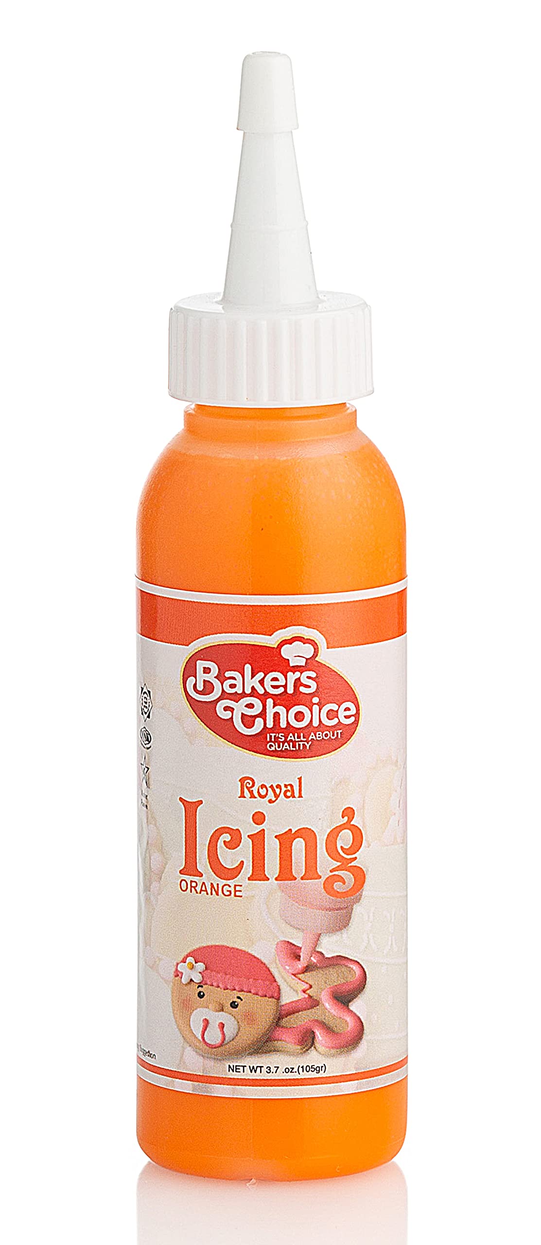 Orange Cookie Icing - Ready To Use Royal Icing For Cookies - Decorating Icing Squeeze Bottles With Piping Tube For Cookies  Cakes  Cupcakes And Treats - 3.7 Oz. - Bakers Choice
