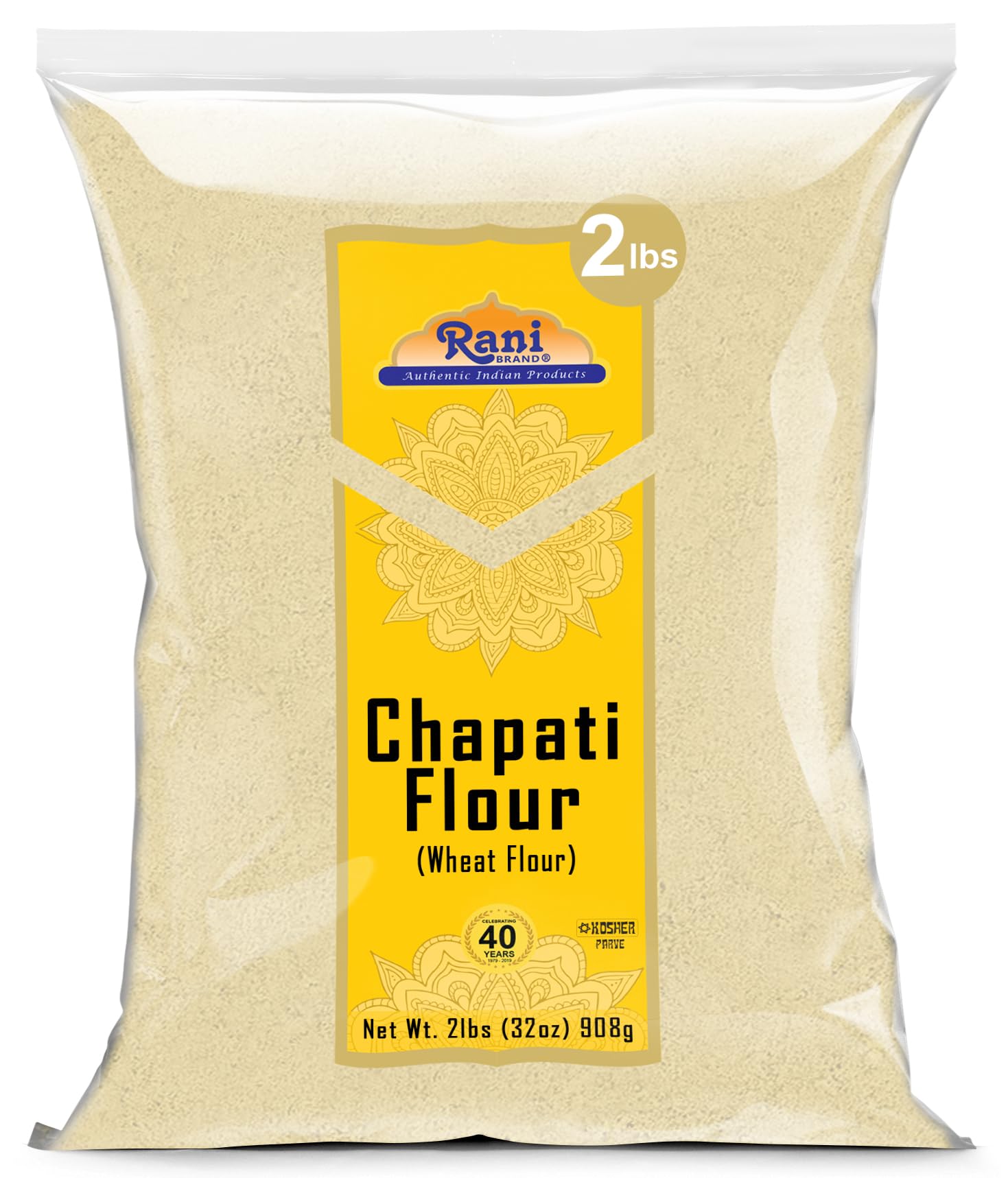 Rani Chapati Flour (100% Pure Whole Wheat Atta), For Making Roti & Indian Breads 32oz (2lbs) 908g ~ All Natural | Vegan | No Sal