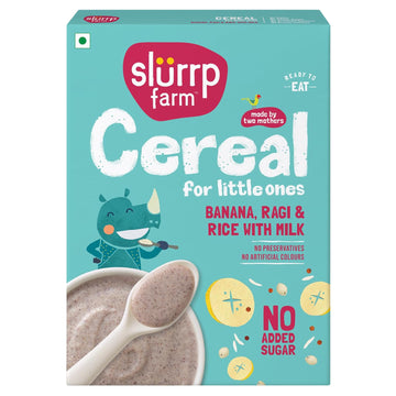 Slurrp Farm Banana Ragi Rice Cereal for Babies & Toddlers | With Milk & Real Fruits | Easy to Digest Baby Cereal | No Added Suga