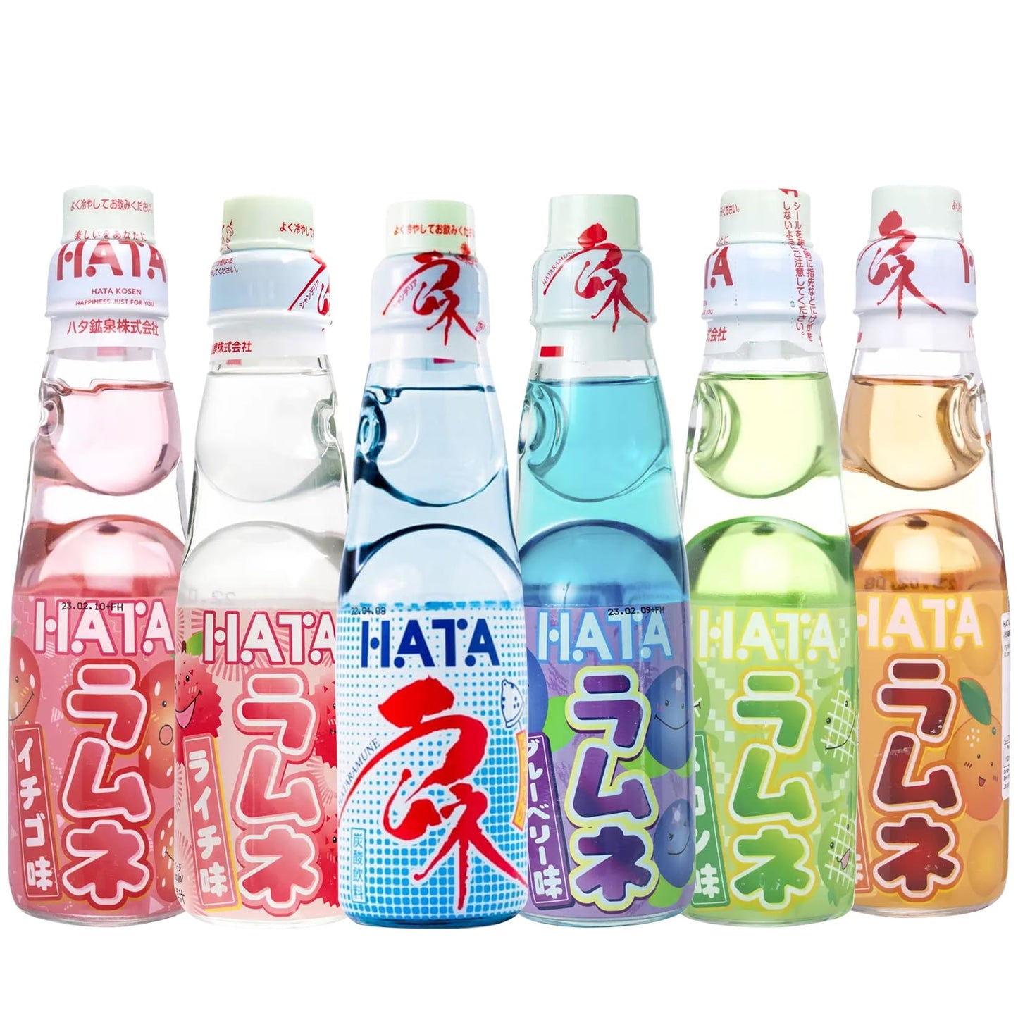 Fusion Select Ramune Japanese Soda - Classic Carbonated Japanese Drinks - Fizzy Ramune Soda Drink From Japan In Codd-Neck Bottles With Marble Stoppers - 6.76 Oz, 6-Pack (6Bottle- Variety)