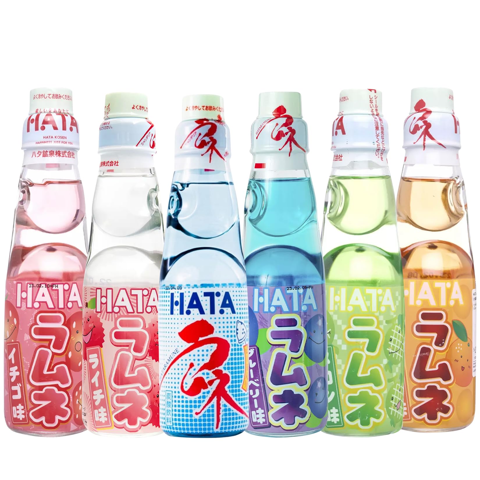 Fusion Select Ramune Japanese Soda - Classic Carbonated Japanese Drinks - Fizzy Ramune Soda Drink From Japan In Codd-Neck Bottles With Marble Stoppers - 6.76 Oz, 6-Pack (6Bottle- Variety)