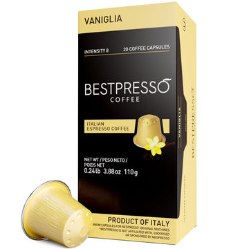 Bestpresso Coffee for Nespresso Original Machine 120 pods Certified Genuine Espresso Flavored Pack Vanilla Pods Compatible with 