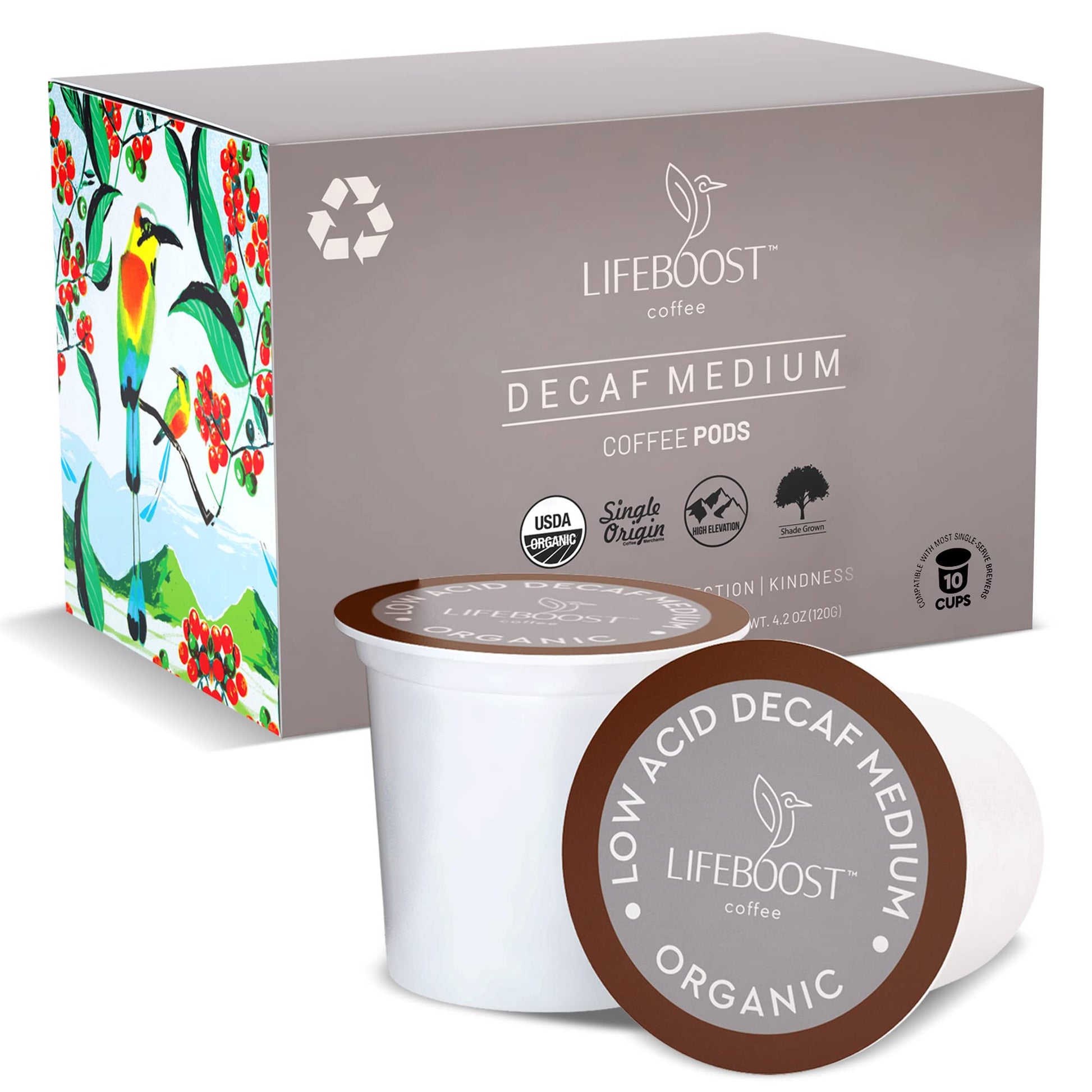 Lifeboost Organic Decaf Coffee K Cups - Low Acid Decaf Coffee Pods - Single Origin Non-Gmo Mold Free Decaf Coffee Pods For Keuri