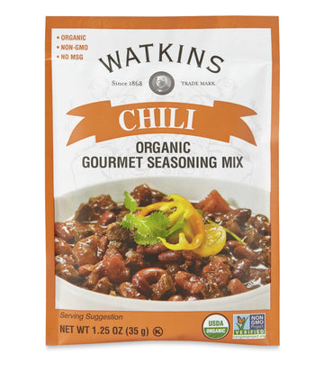 Watkins Organic Chili Gourmet Seasoning Mix, 1.25 Oz. Packets (Pack Of 12)