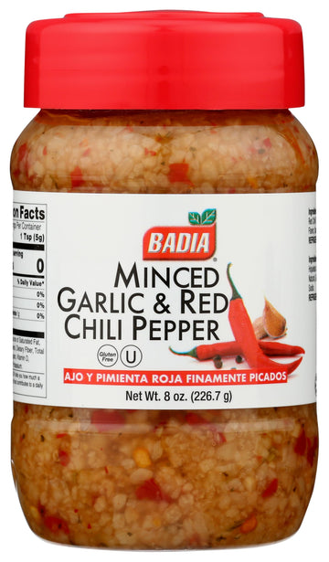 Badia KHLV00397485 8 oz Garlic Minced Red Chili Spice