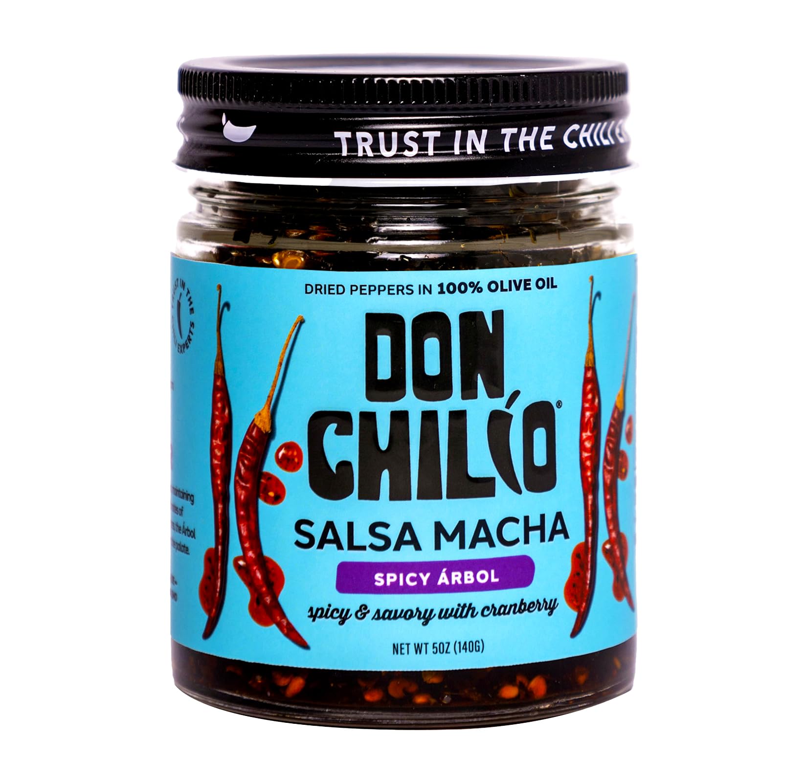Don Chilio Spicy Cranberry Salsa Macha Chili Oil, 5 oz. - Pasilla & Arbol Dried Chili Peppers - Delicious Spicy Flavor Mexican C