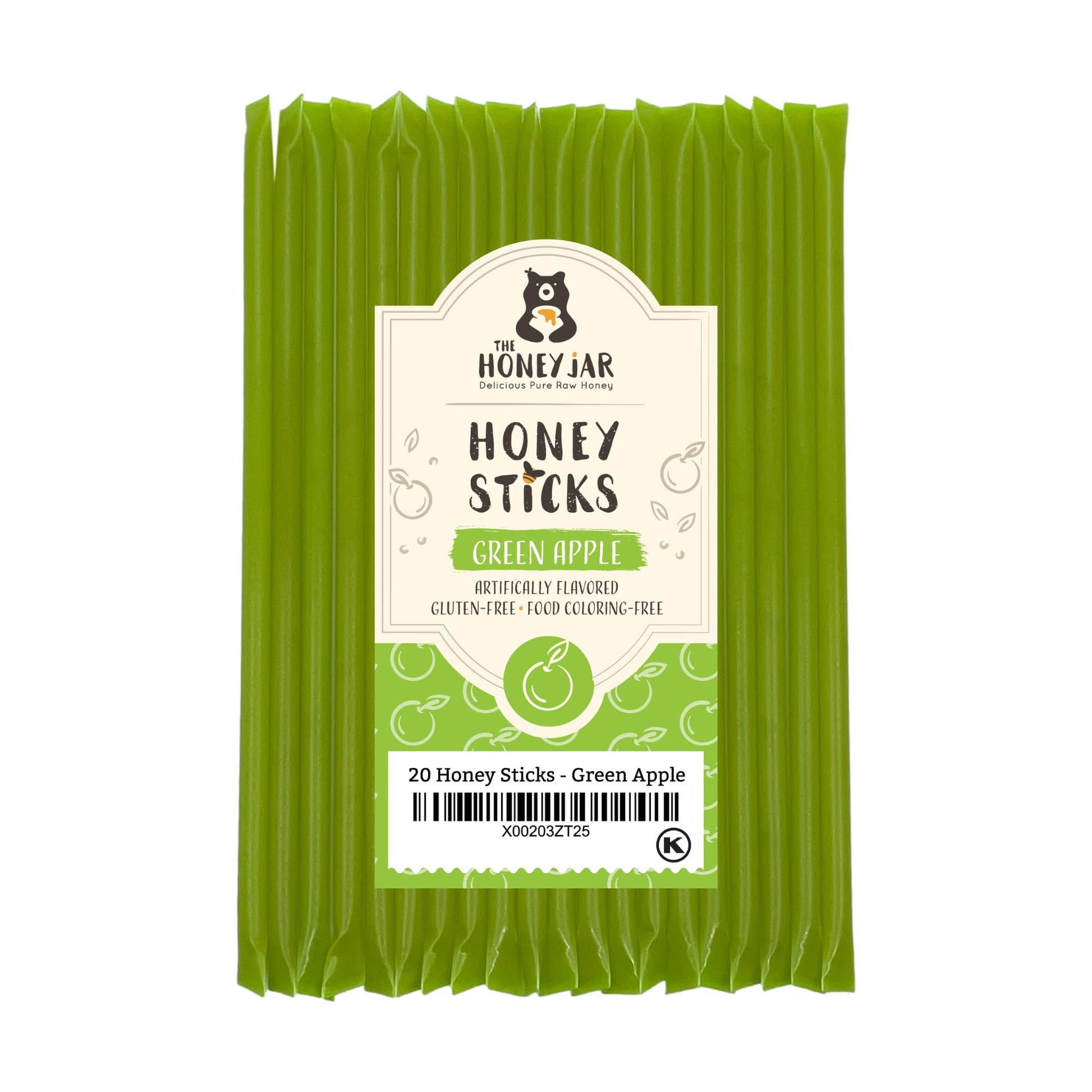 The Honey Jar Green Apple Raw Honey Sticks - 20 Count Straws for Tea & Coffee - Made in the USA