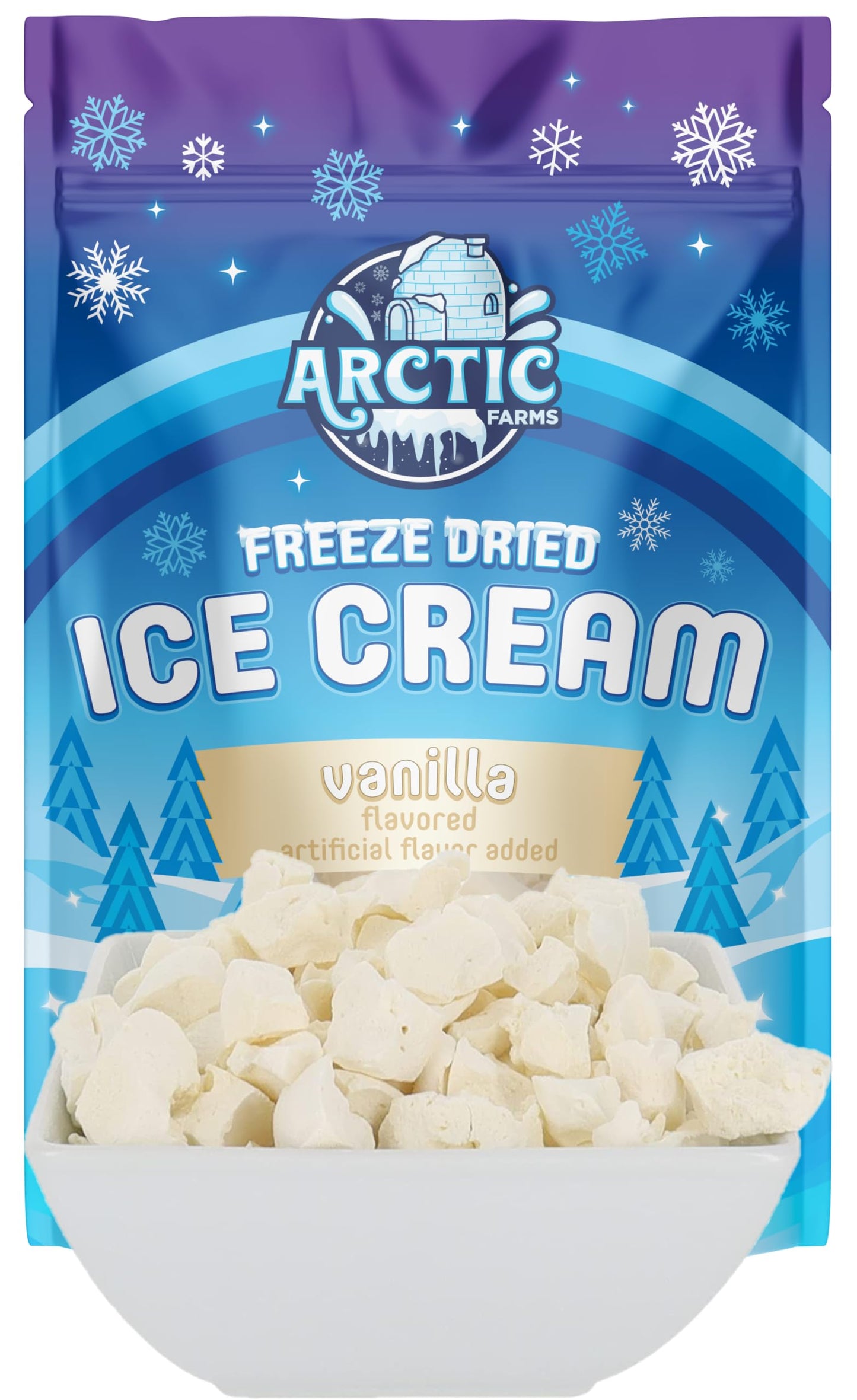 Arctic Farms Freeze Dried Ice Cream Bits Bagged And Boxed - Does Not Melt (Vanilla)