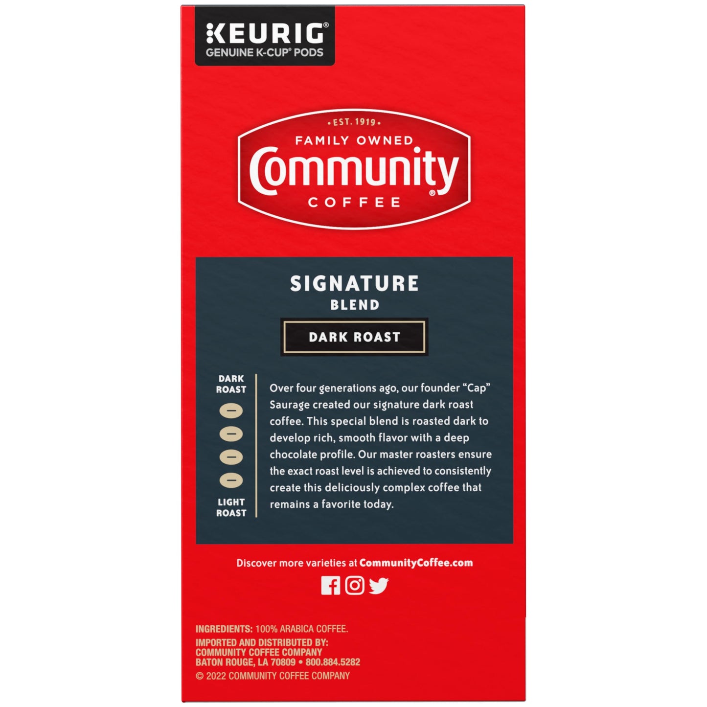 Community Coffee Signature Blend Dark Roast Single Serve Keurig K-Cup Pods 32 Ct Box