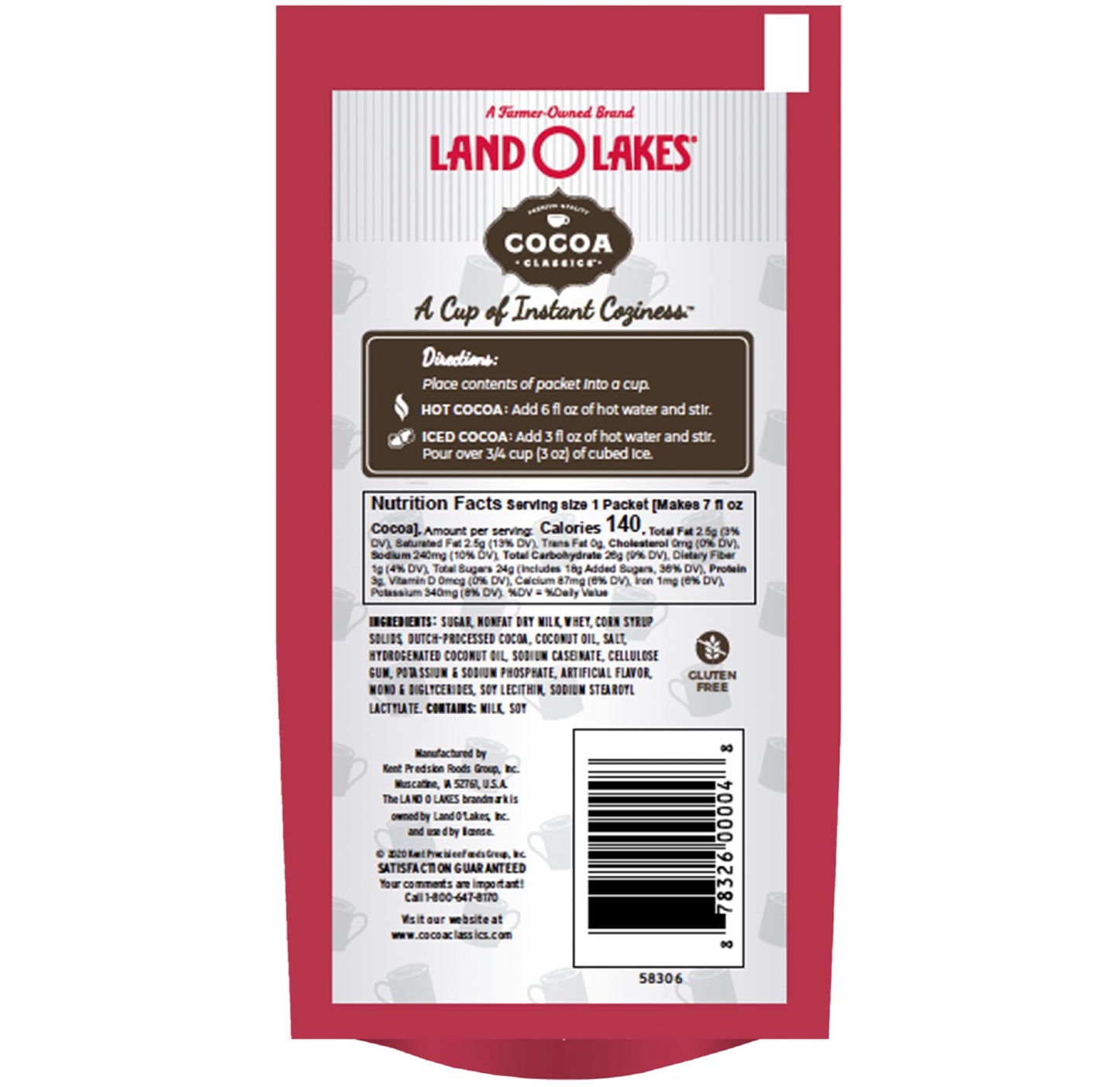Land O Lakes Cocoa Classics Chocolate And Raspberry, 1.25-Ounce Packages (Pack Of 72)