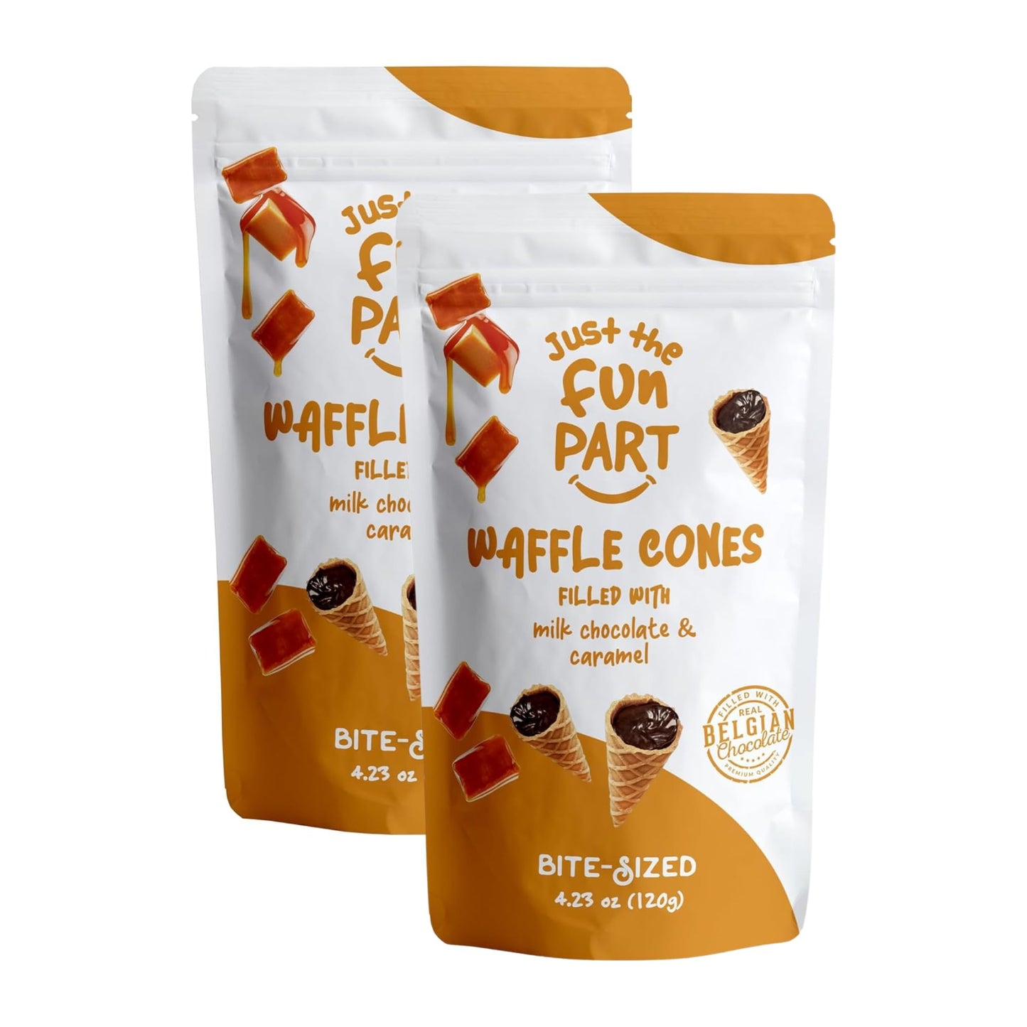 Just The Fun Part Mini Waffle Cones, Filled with Belgian Chocolate, 4.23 oz (Pack of 2), Kosher Snacks and Desserts