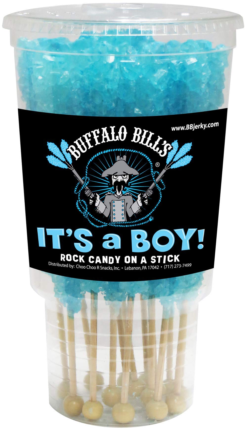 Buffalo Bills It’S A Boy Light Blue Rock Candy On A Stick (12-Ct Cup Wrapped Rock Candy Sticks)