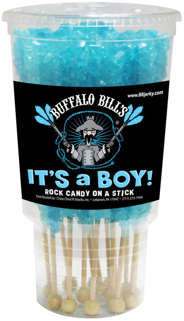 Buffalo Bills It’S A Boy Light Blue Rock Candy On A Stick (12-Ct Cup Wrapped Rock Candy Sticks)