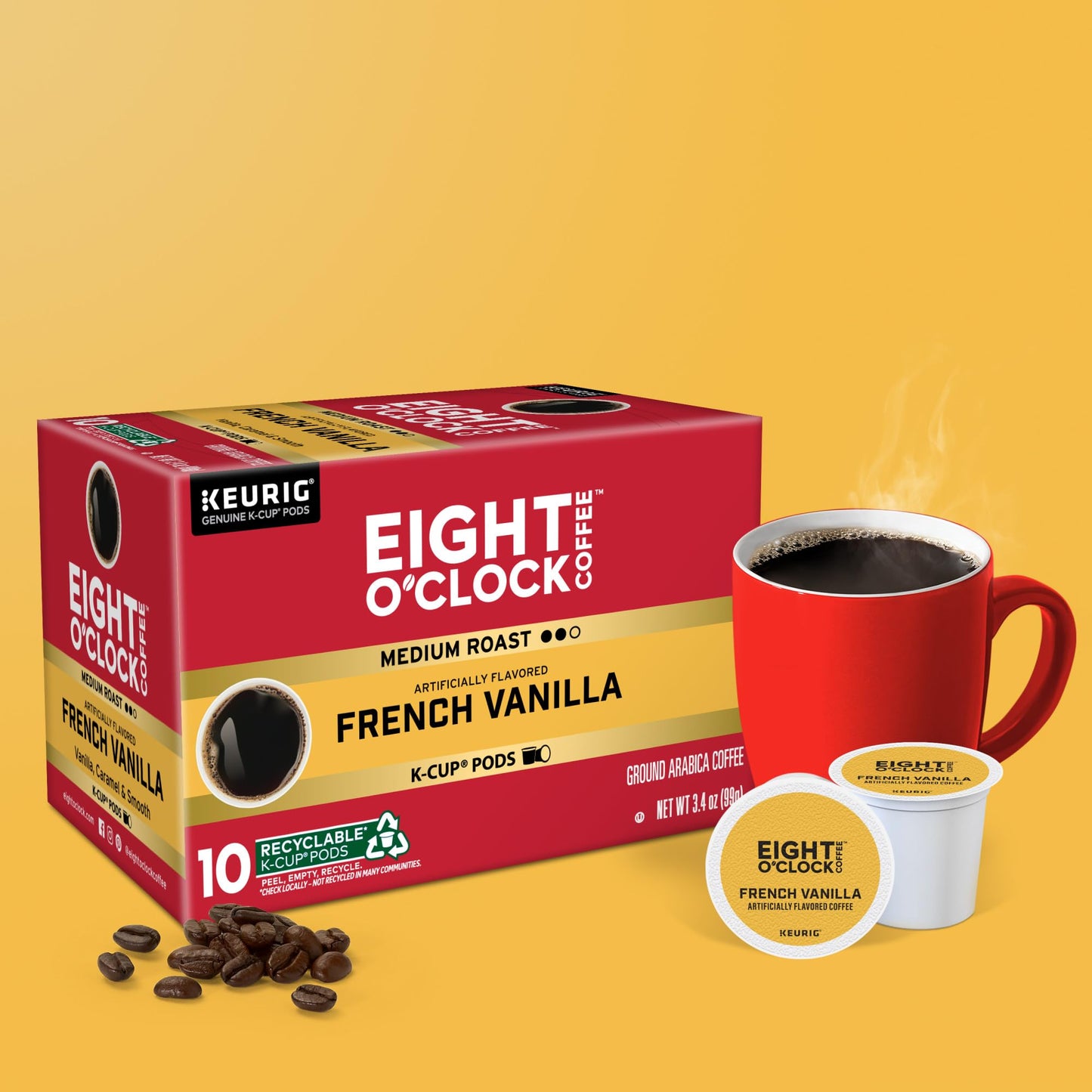 Eight OClock Coffee French Vanilla  Single-Serve Coffee K-Cup Pods  Medium Roast  60 Count