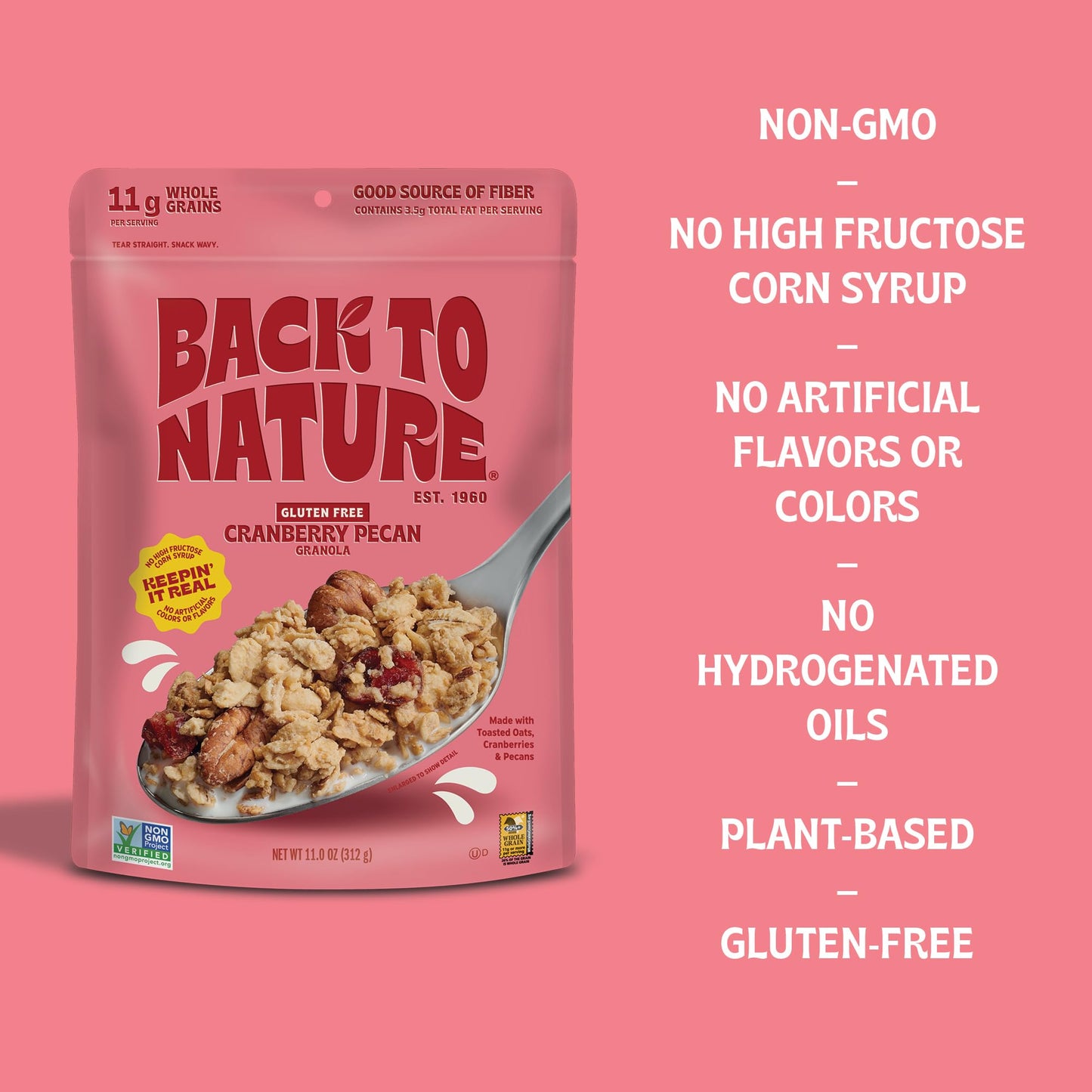 Back To Nature Non-Gmo Granola, Cranberry Pecan, 12 Ounce