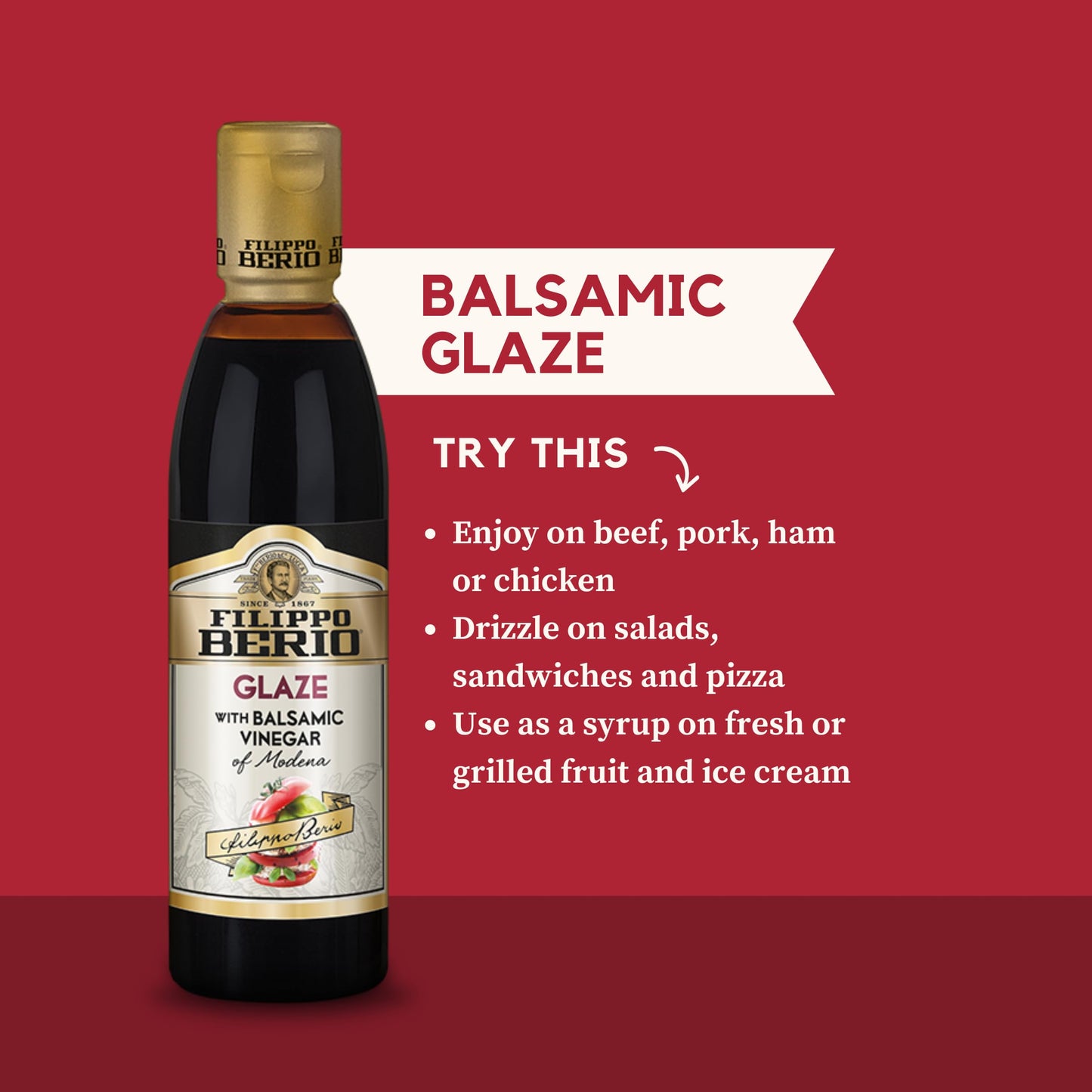 Filippo Berio Glaze with Balsamic Vinegar of Modena, 8.4 Ounce Plastic Bottle