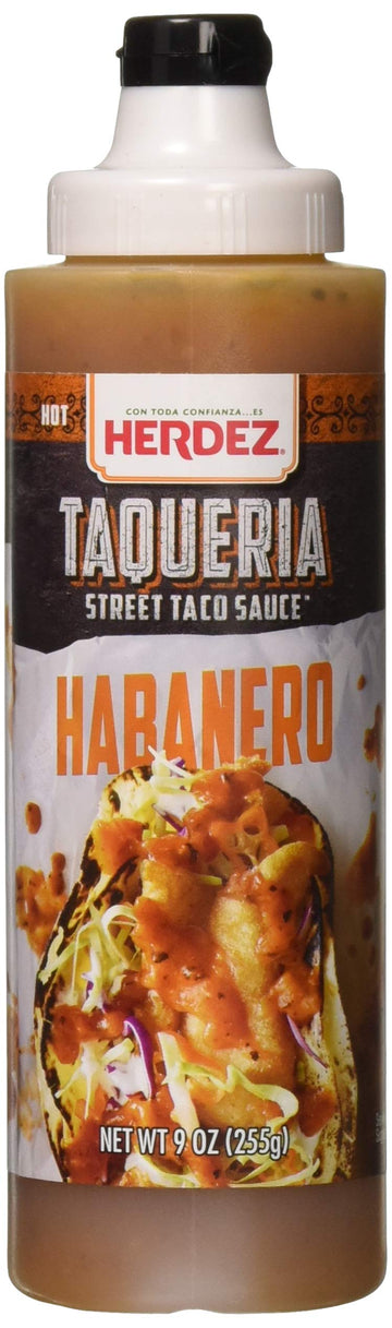 Herdez Taqueria Street Sauce, Habanero, Fiery Hot Taco Sauce, 9 oz Squeeze Bottle, 8 Pack