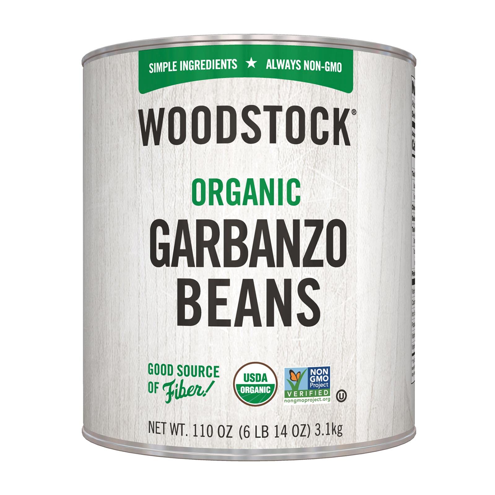 Woodstock, Beans, Og2, Garbanzo, Pack Of 6, Size 110 Oz - No Artificial Ingredients Gmo Free Kosher 95%+ Organic