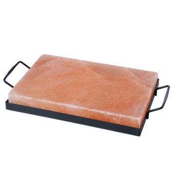 Focus Nutrition Pink Himalayan Salt Block for Grilling and Cooking - Food Grade, 1 Count, Removable Metal Tray