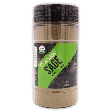 Freshjax Premium Organic Spices (Certified Organic Sage - Large Bottle 1.8 Oz) - Gluten-Free, Kosher