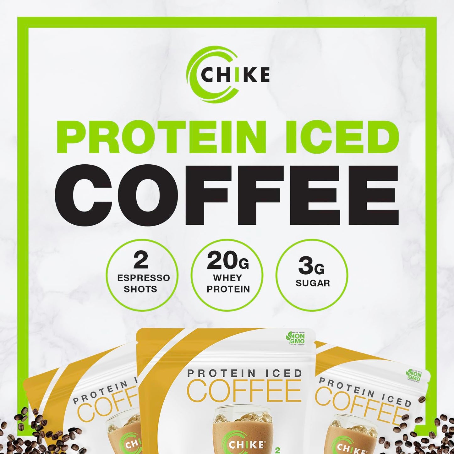CHIKE Natural Vanilla Latte Iced Coffee, 20g Protein, 3g Sugar, Keto Friendly, 14 Servings, 16.3 Ounce
