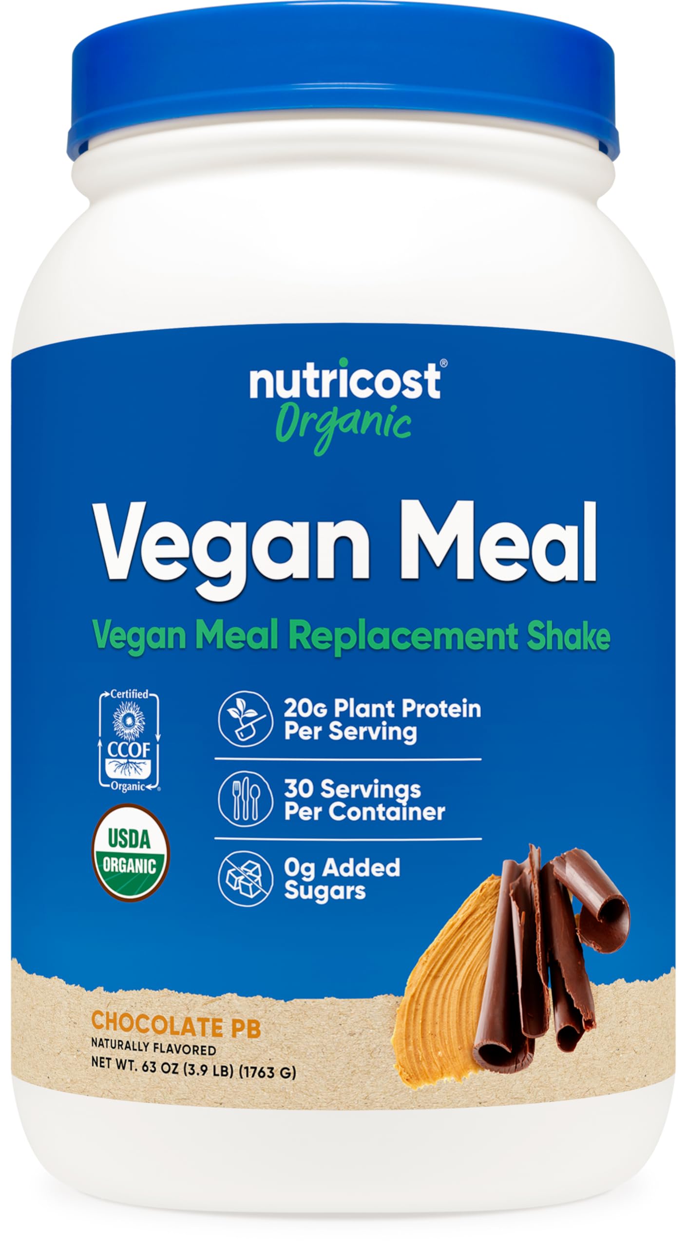 Nutricost Organic Vegan Meal Replacement Shake Powder (Chocolate Peanut Butter) - Certified USDA Organic and Gluten Free