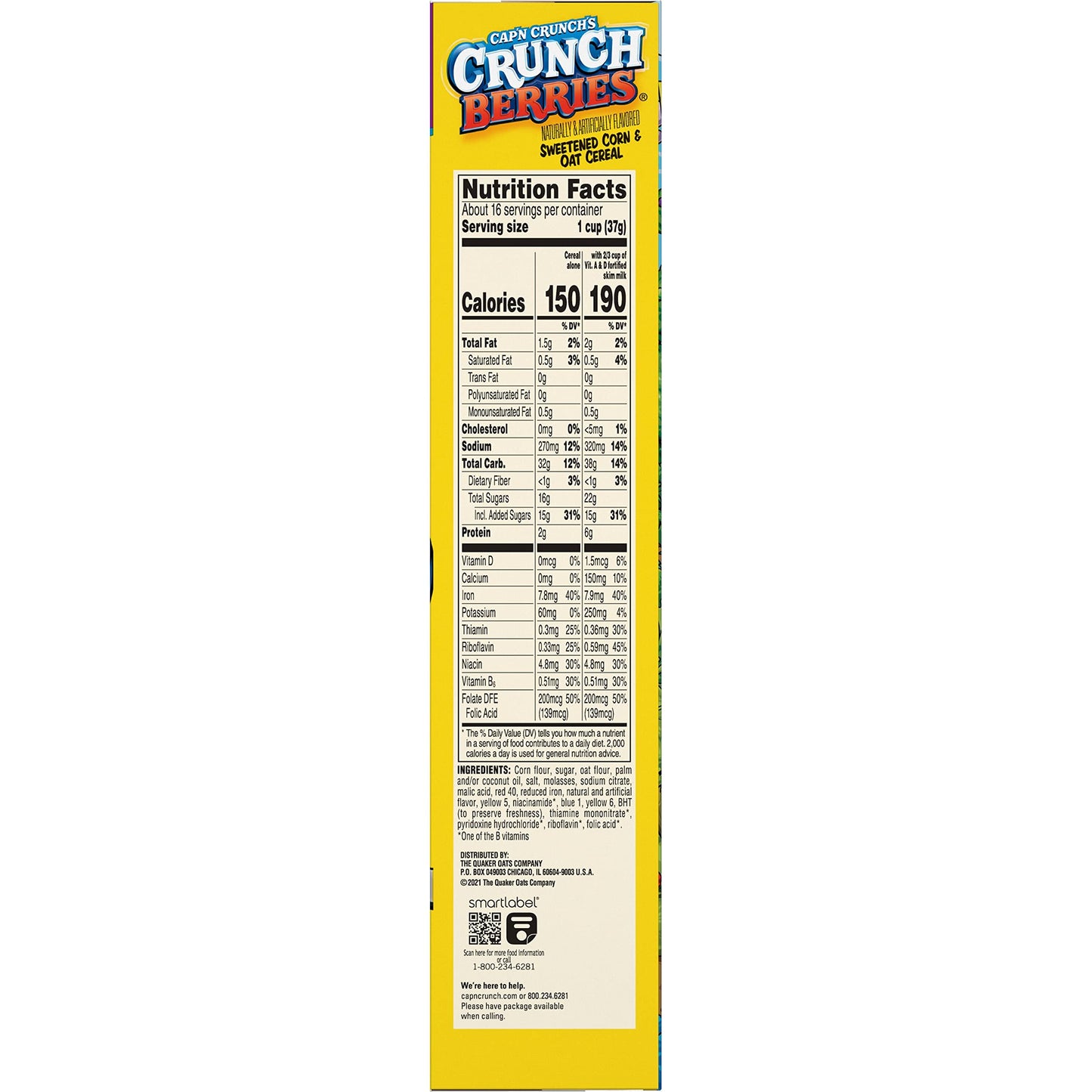 Capn Crunch Cereal, Crunch Berries, 20.5oz Box