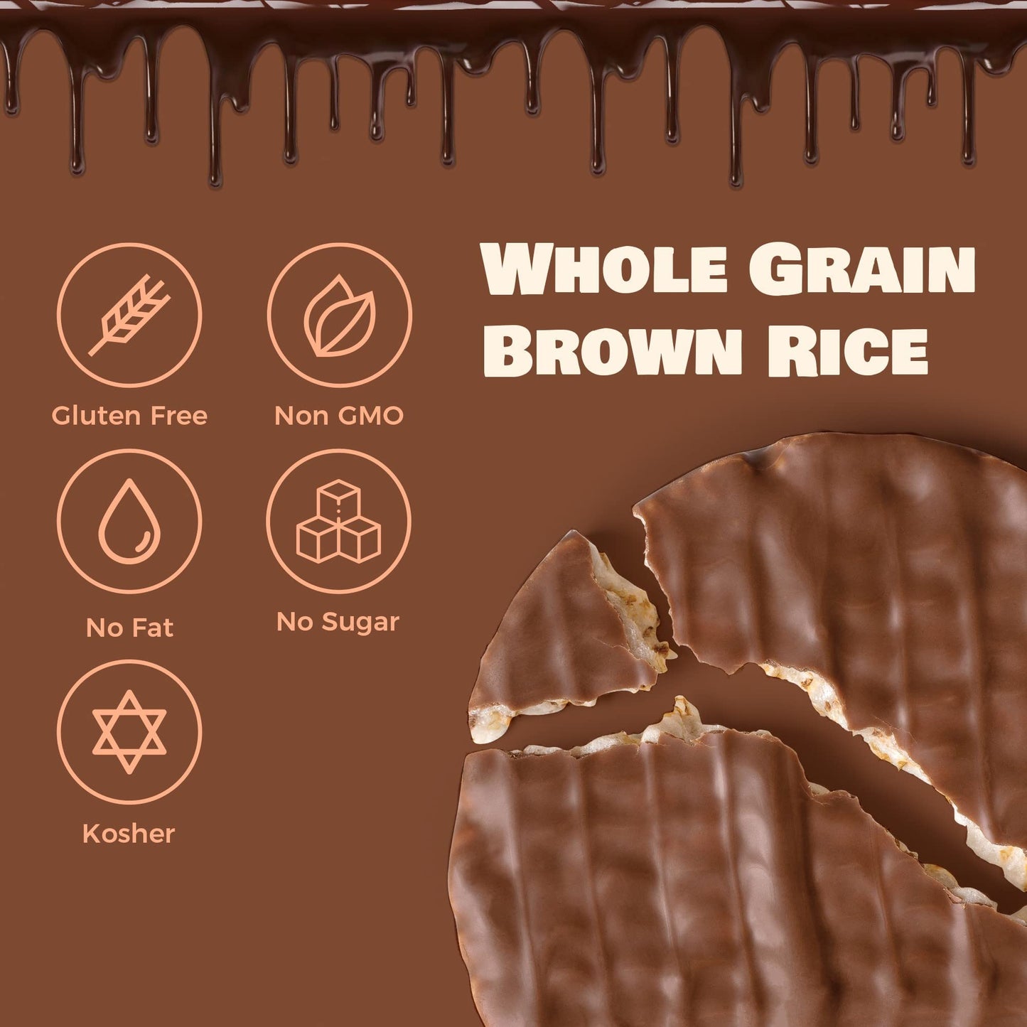 Liebers Milk Chocolate Rice Cakes, Kosher Certified Dairy, Gluten Free Snack (Pack Of 6) (Milk Chocolate)