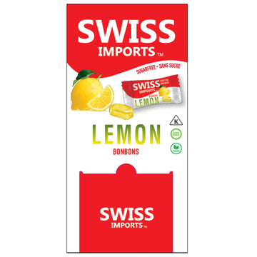 Swiss Imports Sugar Free Bonbons Hard Candy Drops, Lemon, 17.6 Oz/ 500G Bocca Box With 200 Individually Wrapped Pieces