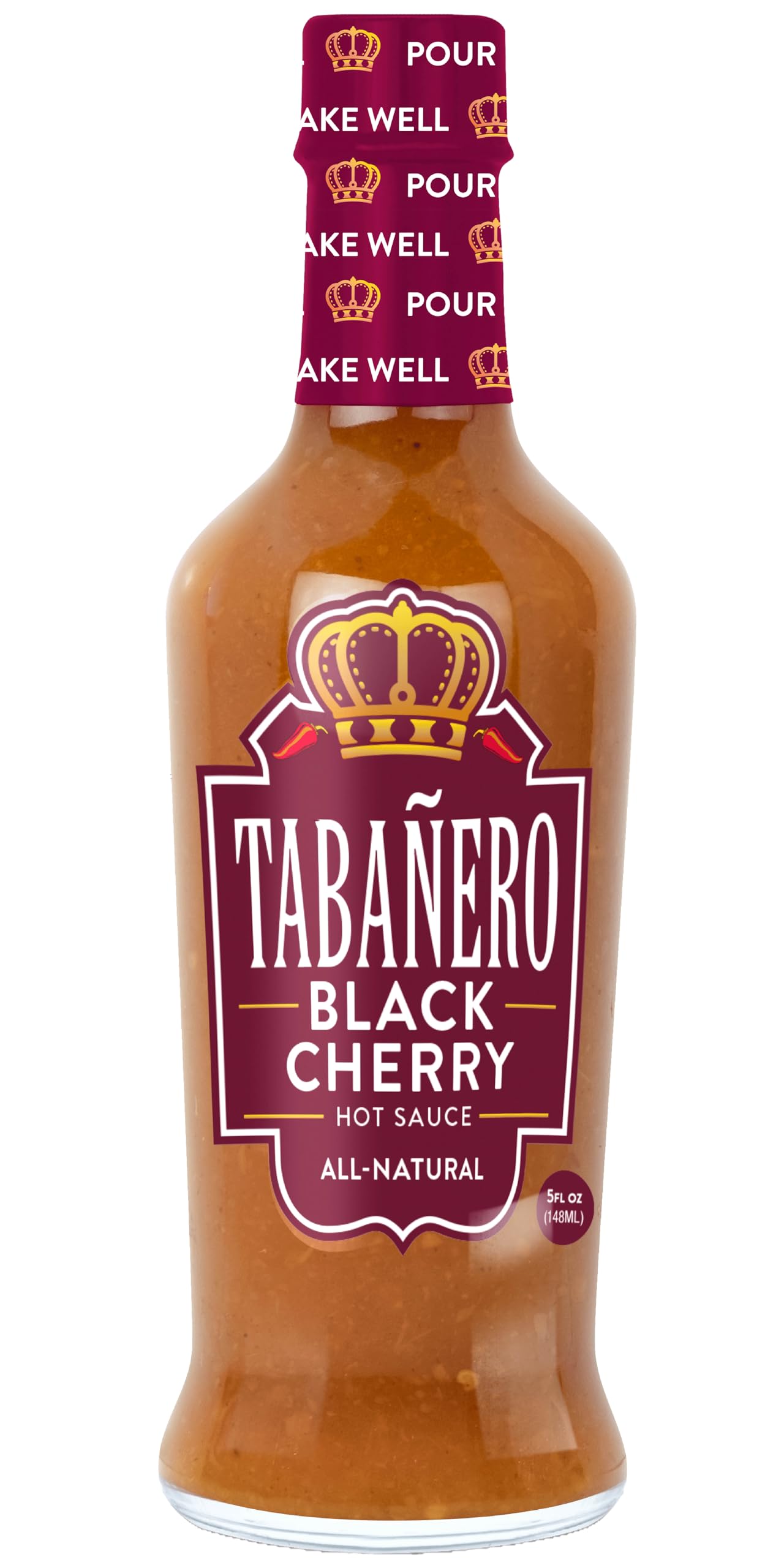 Tabanero Black Cherry Hot Sauce, All Natural, Gluten Free, Vegan, Kosher, 5 oz Bottle