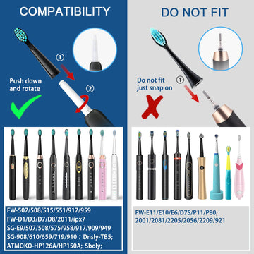 5 Pack Electric Toothbrush Replacement Heads Compatible With Fairywill,Toothbrush Heads Compatible With Fw-507/508/551/515/917/9