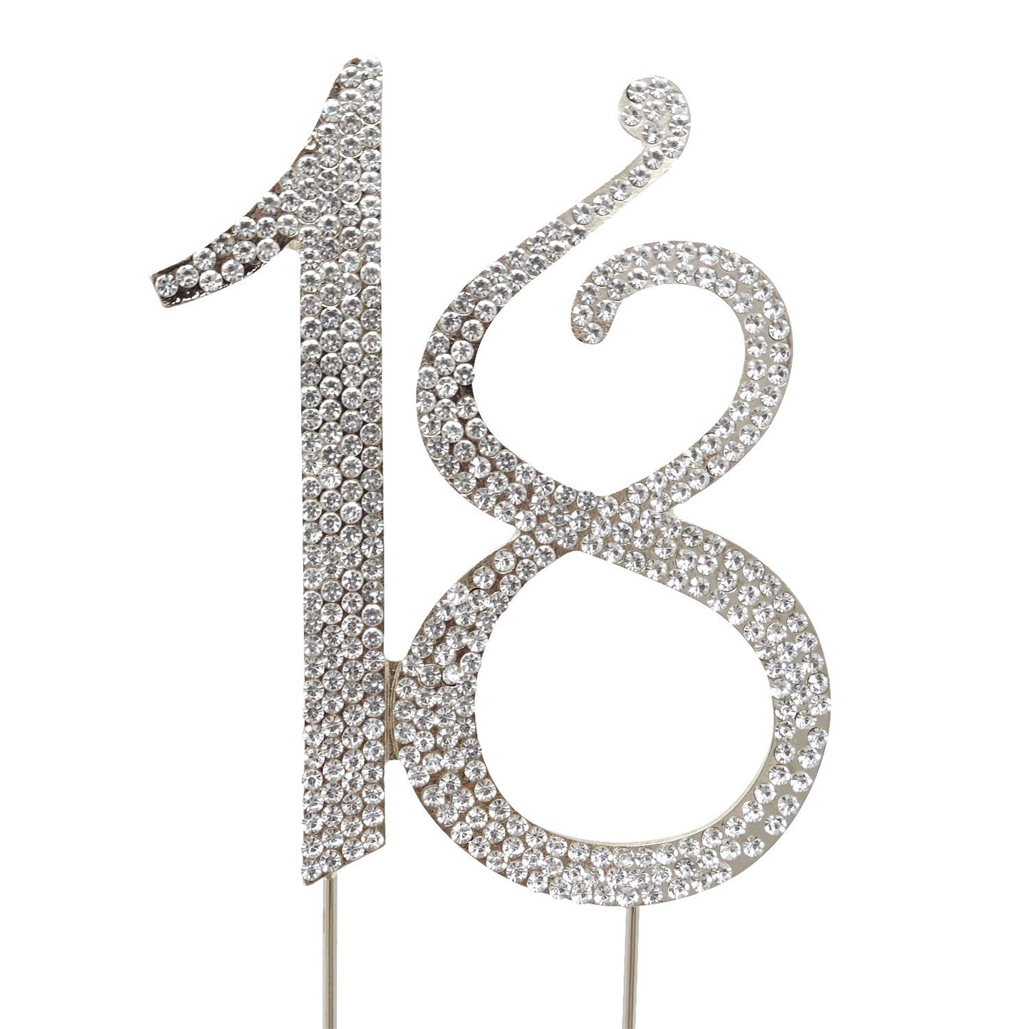 Honbay 18 Cake Topper Premium Sparkly Crystal Rhinestones Cake Topper Cake Decoration For 18Th Birthday Party (18 Silver)