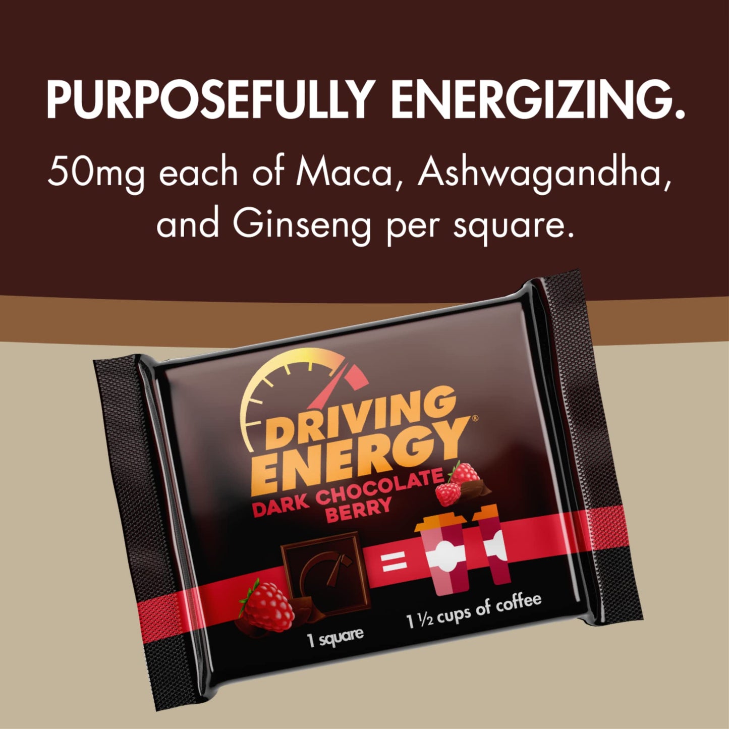 ZenEvo Caffeinated Energy Bites - Dark Chocolate Berry, 150mg Caffeine, Low Carb, 50 Count