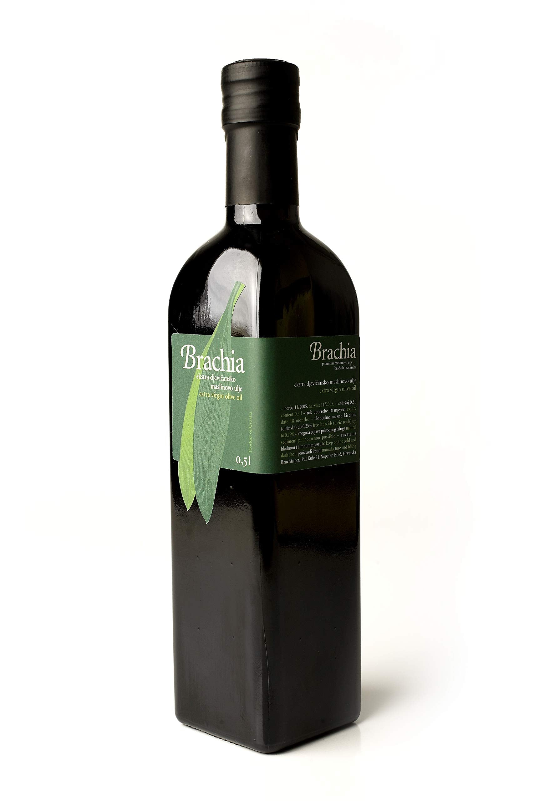 Brachia Extra Virgin Olive Oil, First Cold-Pressed, Strong Fruity Flavor, 16.9 Fl Oz, Imported from Croatia