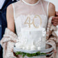 Hatcher Lee Bling Crystal 40th Birthday Cake Topper - Rhinestone Metal Decoration, Gold