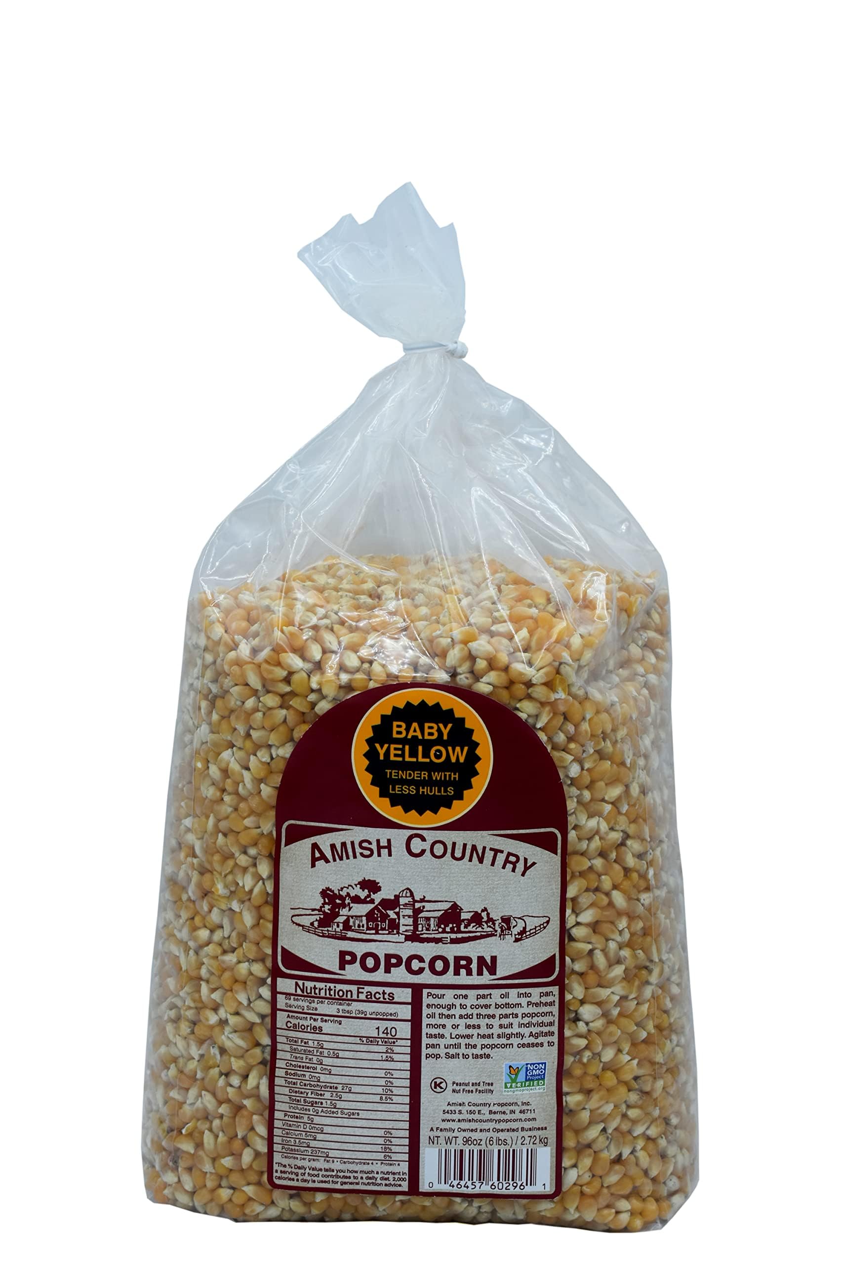 Amish Country Popcorn Kernels, Small & Tender, Non-GMO, Gluten Free, 6 lb Bag