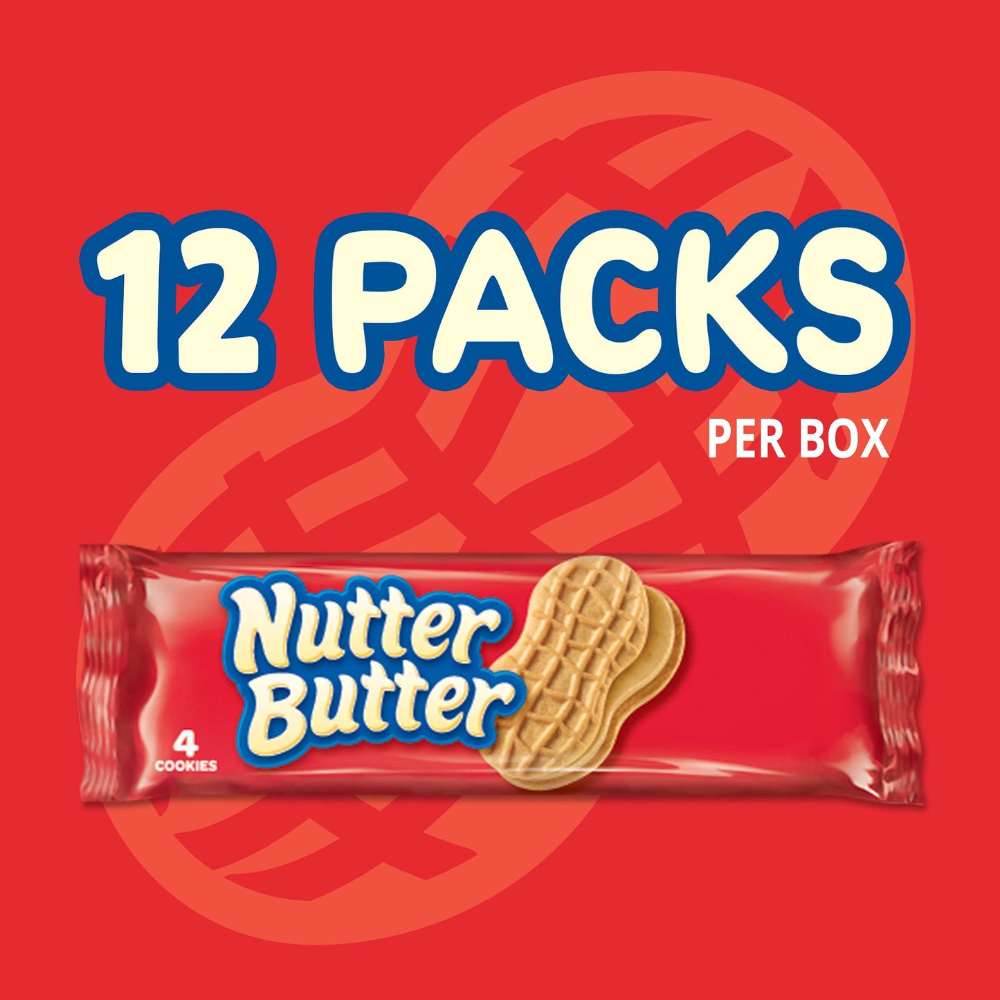 Nutter Butter Peanut Butter Sandwich Cookies, 12 Snack Packs (4 Cookies Per Pack)