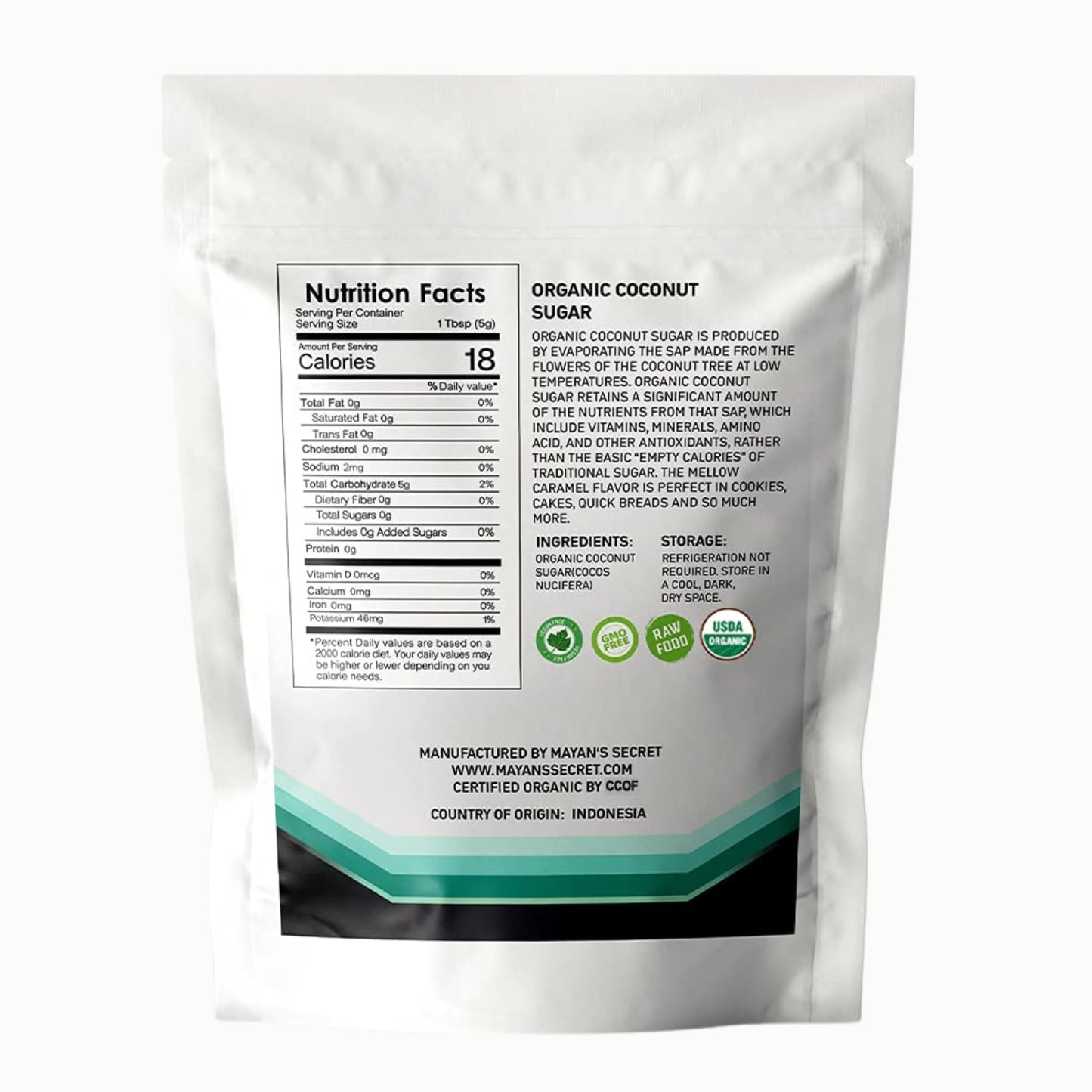 Mayan s Secret 2 lbs USDA Certified Brown Coconut Sugar Organic for Baking - Low Glycemic | Unrefined | Trace Minerals (1 Pound
